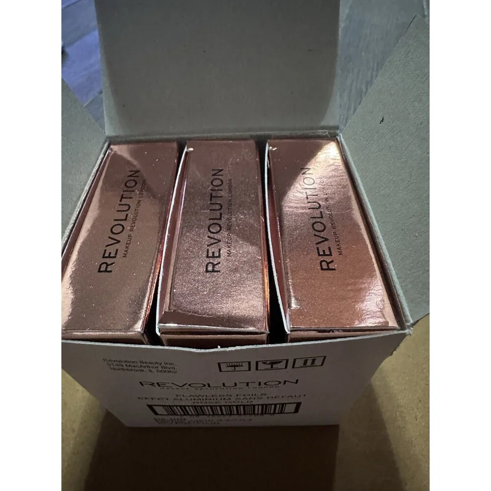 Makeup Revolution Flawless Foils Rose Gold Metallic Eyeshadow 3Pc Lot New